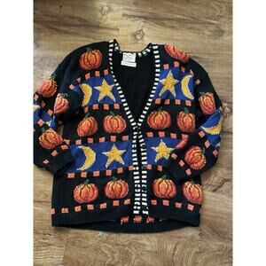 Vintage Marisa Christina Cardigan Women's L/XL Handknit Sweater Halloween
